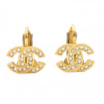 chanel cc gold crystal earrings (1 of 2)