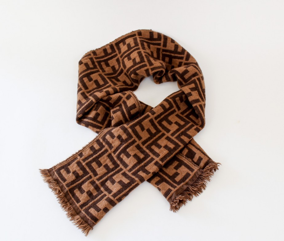 Fendi Logo Knit Wool Scarf in brown - Bags of CharmBags of Charm